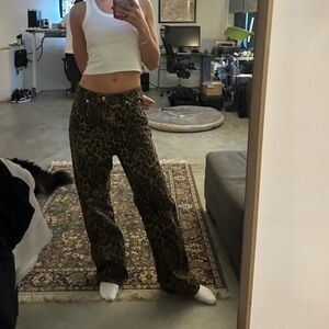 Leopard Print Wide-Leg Pants